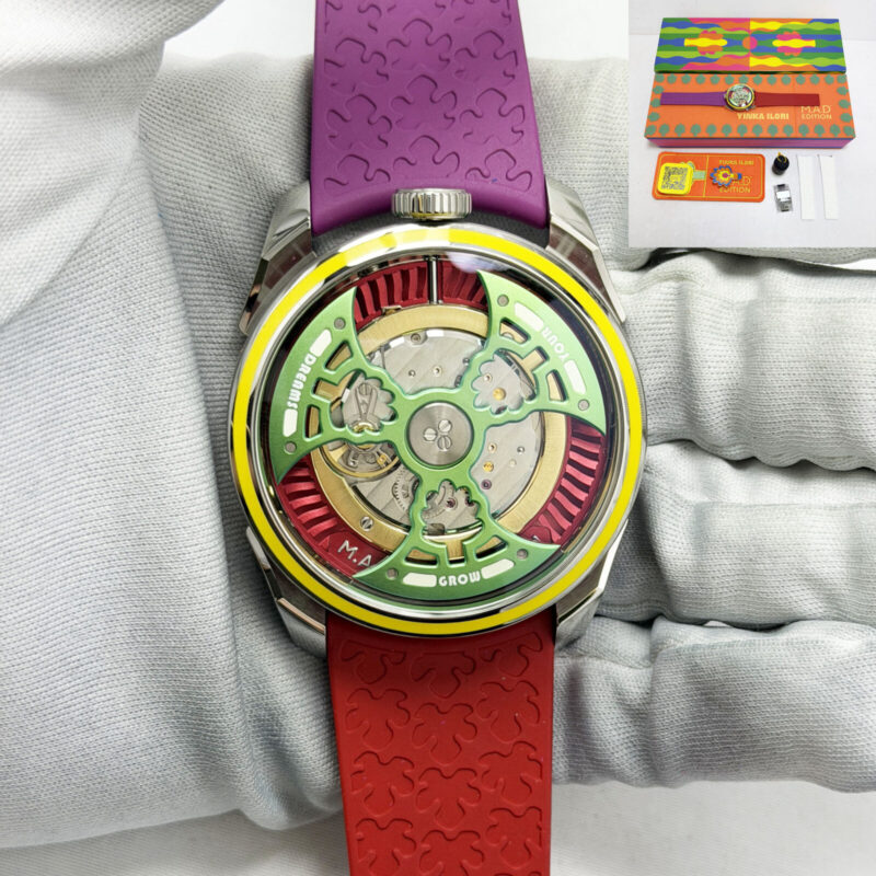New Mb&f M.A.D.1S Nature Yinka Ilori Grow Your Dreams 42MM Red Steel Box Papers
