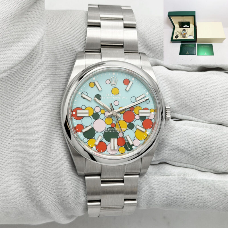 2024 Rolex Oyster Perpetual 124300 41MM Celebration Dial Oyster Steel Box Paper