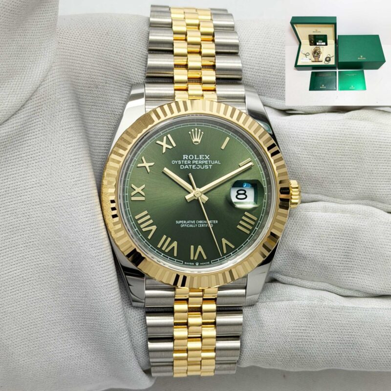 New 2026 Rolex Datejust 126333 41MM Green Roman Fluted Jubilee Two-Tone Yg B/p