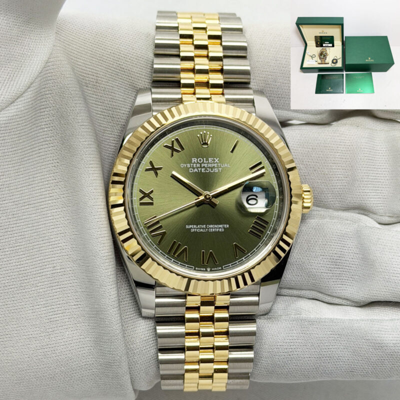 New 2026 Rolex Datejust 126333 41MM Green Roman Fluted Jubilee Two-Tone Yg B/p