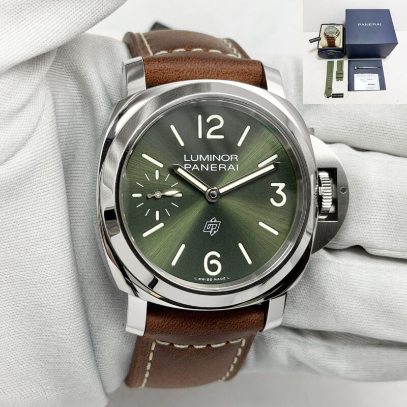 2024 Panerai Luminor Base Logo Chrono PAM01624 44M Green Dial Steel Box Paper