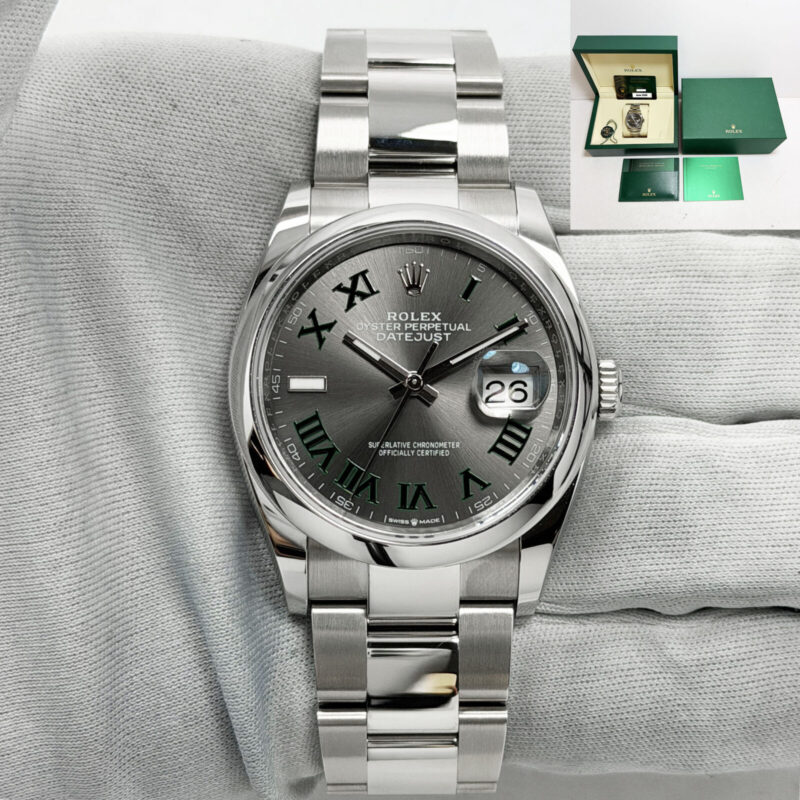 New 2026 Rolex Datejust Wimbledon 126200 36MM Roman Smooth Oyster Steel B/p