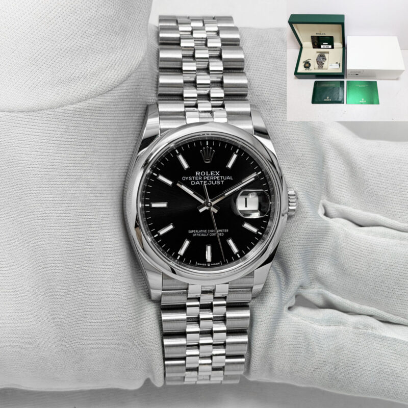 2026 Rolex Datejust 126200 36MM Black Smooth Jubilee Steel Box Paper