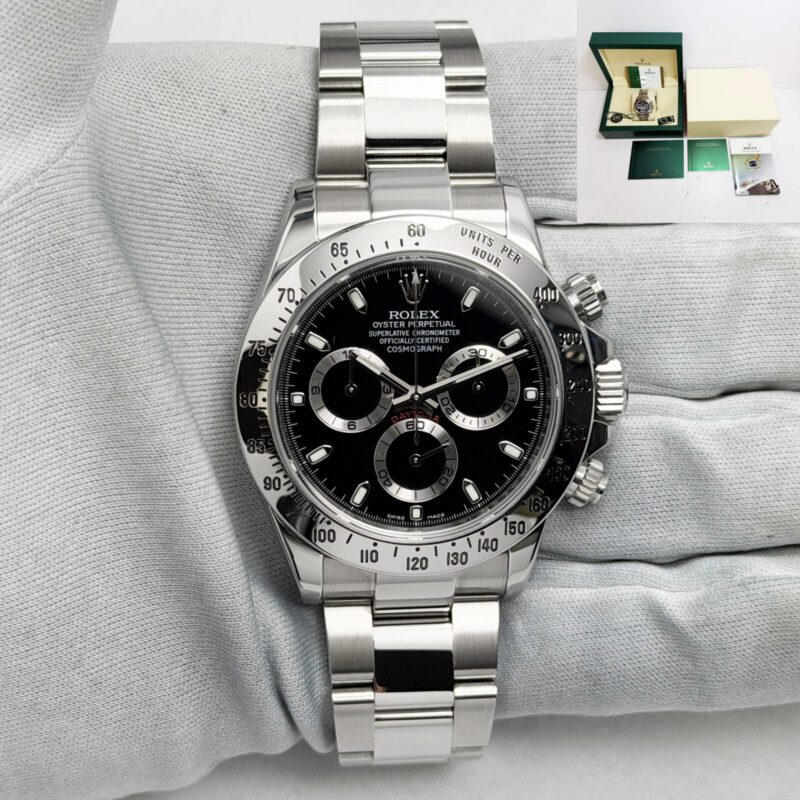 2015 Rolex Daytona 116520 40MM Black Dial Stainless Steel Box Papers