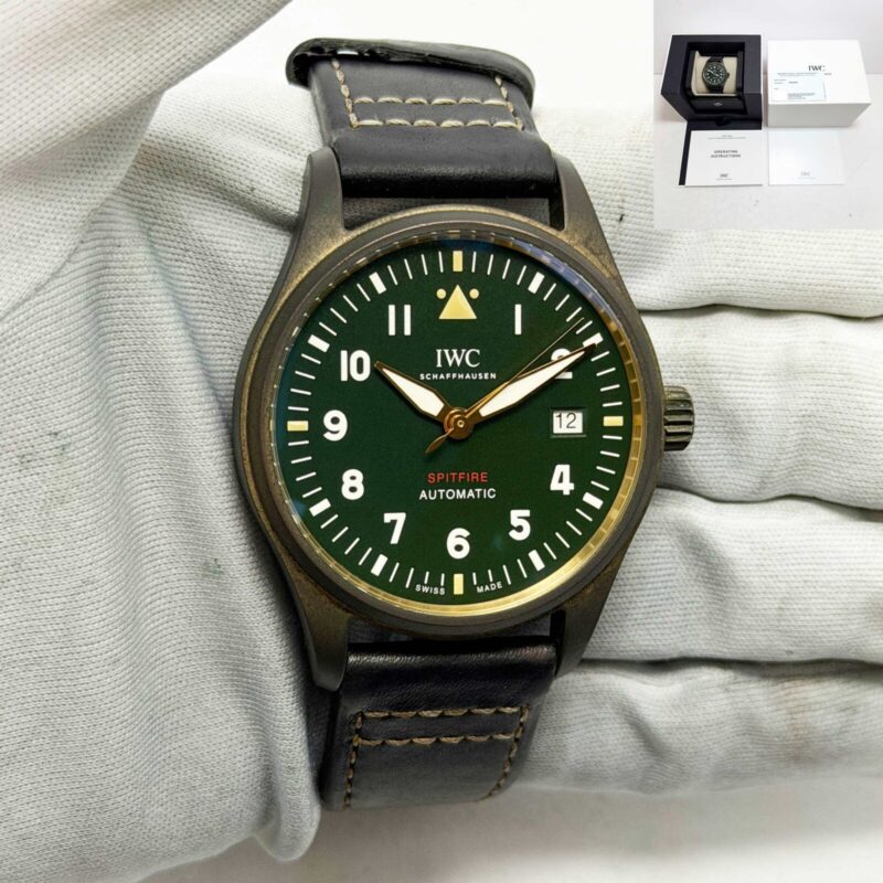 IWC Pilot Spitfire IW326806 39MM Green Dial Bronze Box Paper