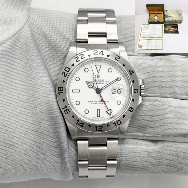 2000 Rolex Explorer II Polar 16570 40MM White Dial Box Paper A-Serial