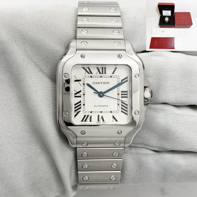 2021 Cartier Santos Medium WSSA0029 35MM Silver Dial Steel Box Paper