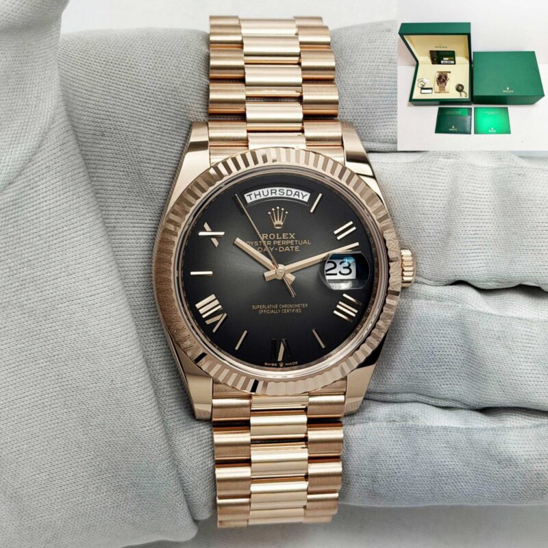 New 2026 Rolex Day-Date 228235 40MM Ombre Dial 18K Everose Gold Box Paper