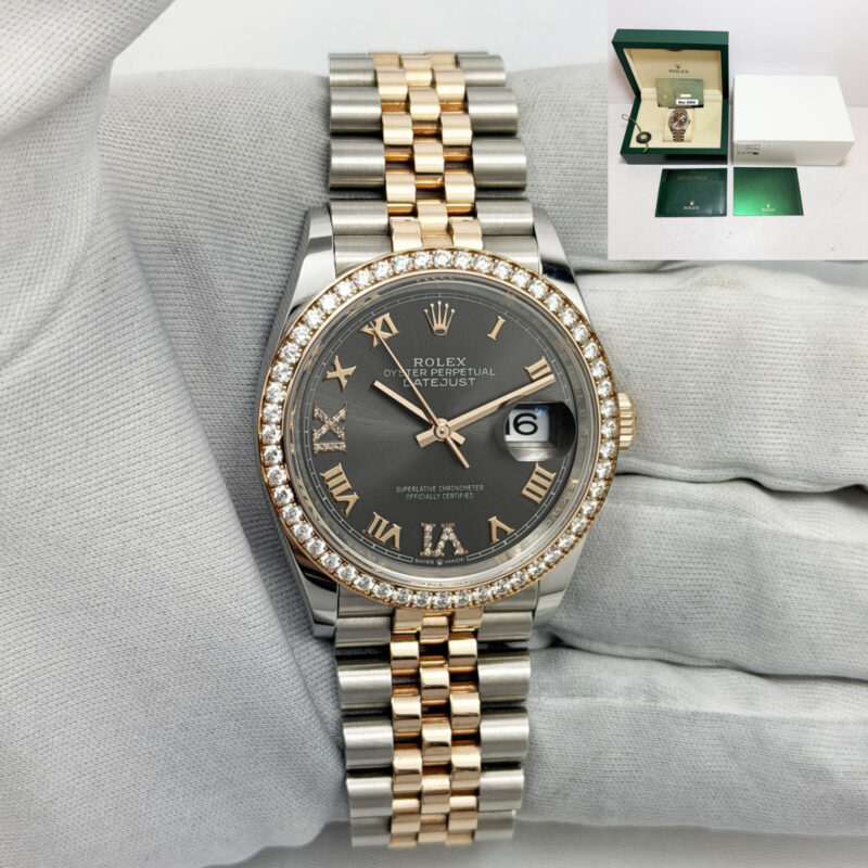 2022 Rolex Datejust 126281RBR 36MM Rhodium Diamond Two-Tone Rg B/p