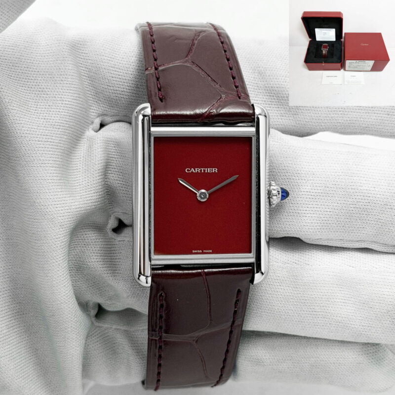 Cartier Tank Must Large WSTA0054 25.5X37.7MM Red Steel Box Paper