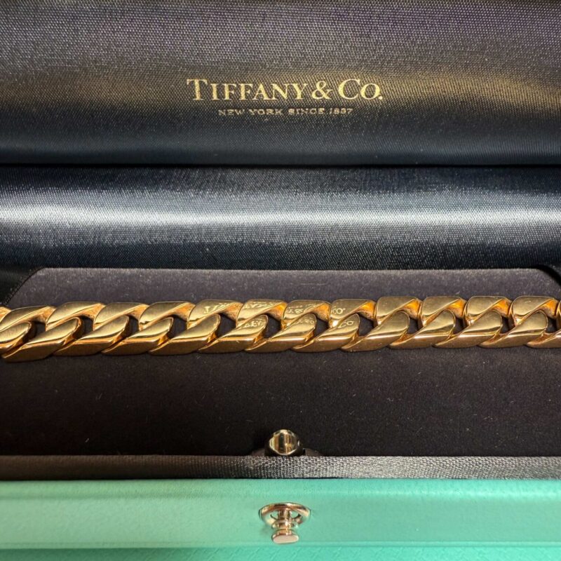 Tiffany & Co. 18K Yellow Gold Solid Link Bracelet 59.4G Size 7 Tiffany Box