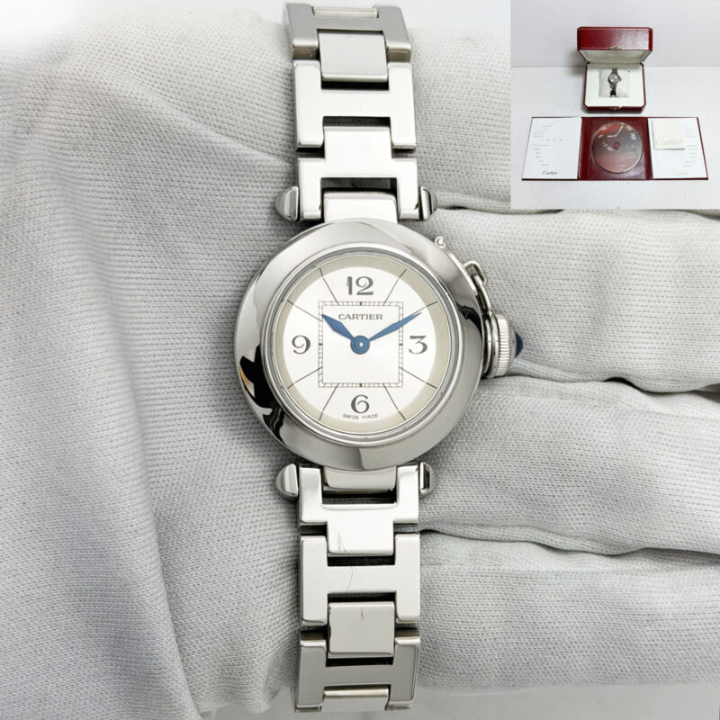 Cartier Pasha 2973 Quartz 27MM Silver Dial Stainless Steel Box Papers