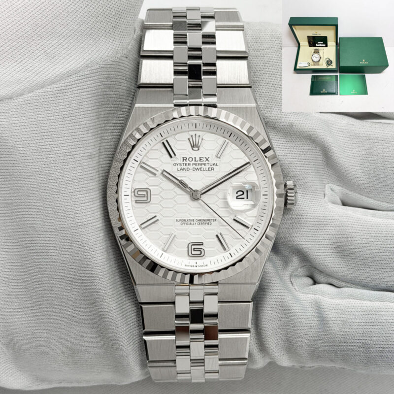 New 2026 Rolex Land-Dweller 127334 40MM White Honeycomb Steel Box Paper