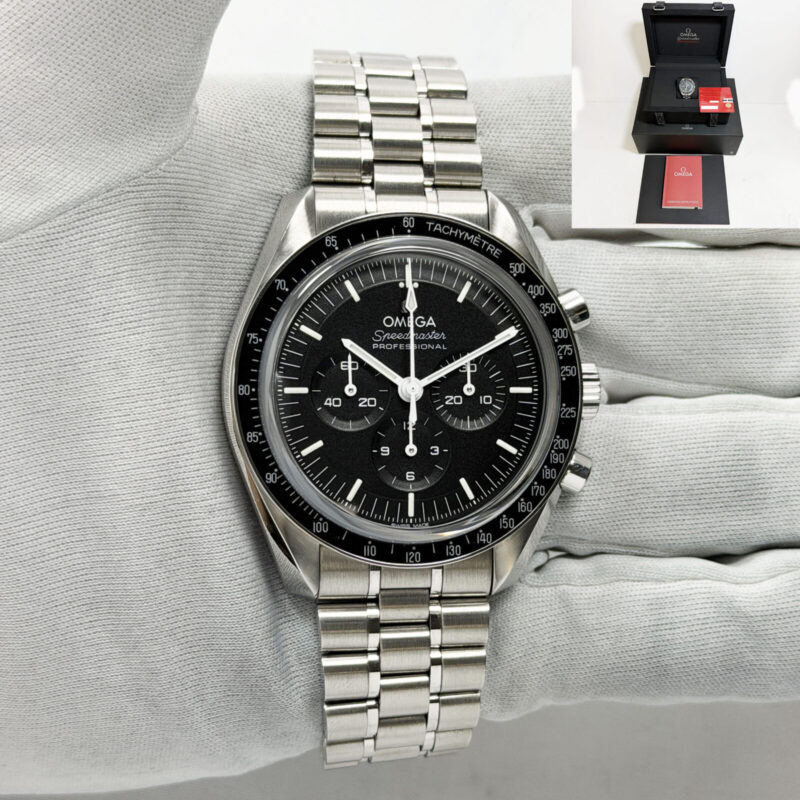 2022 Omega Speedmaster Moonwatch 310.32.42.50.01.002 42MM Black Steel Box Paper