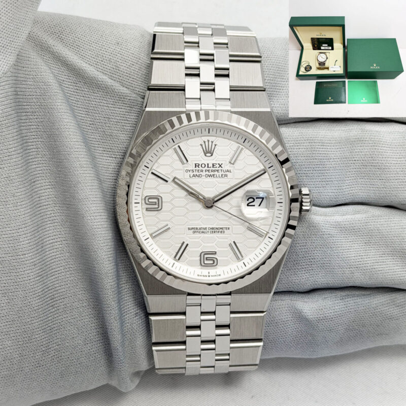 New 2026 Rolex Land-Dweller 127334 40MM White Honeycomb Steel Box Paper