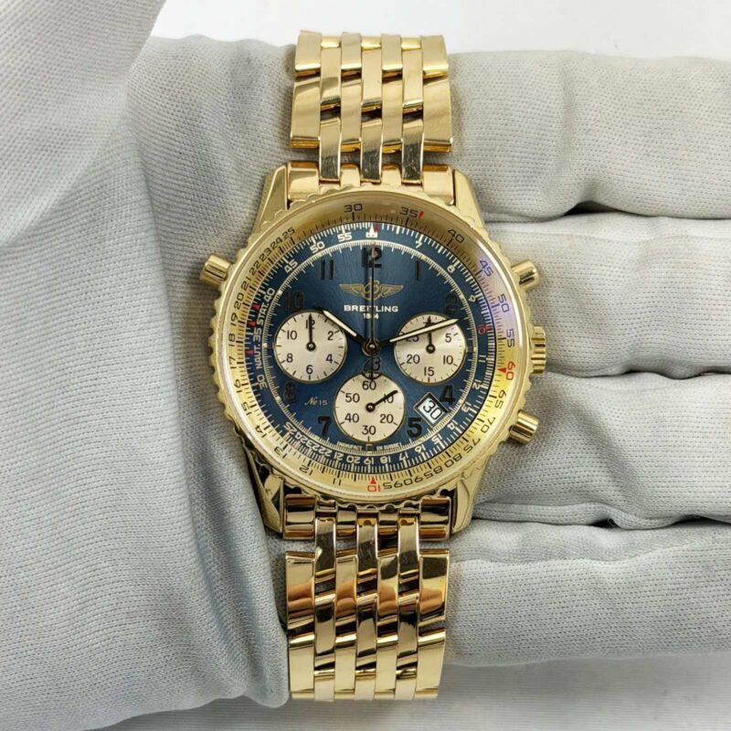 Breitling Navitimer Rattrapante Chrono K34030 38MM Blue 18K Gold Limited To 25