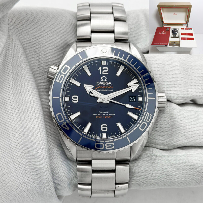 2020 Omega Seamaster Planet Ocean 215.30.44.21.03.001 43.5MM Blue Steel B/p