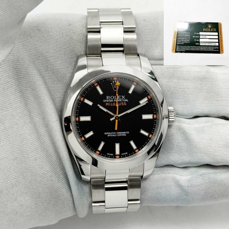 2008 Rolex Milgauss 116400 40MM Smooth Oyster Black Steel Paper M-Serial