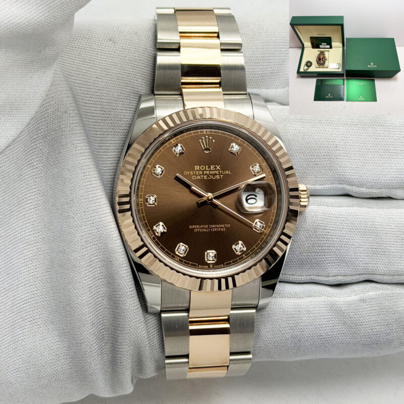 Lnib 2025 Rolex Datejust 126331 Chocolate Diamond Oyster Two-Tone 18K Rg B/p