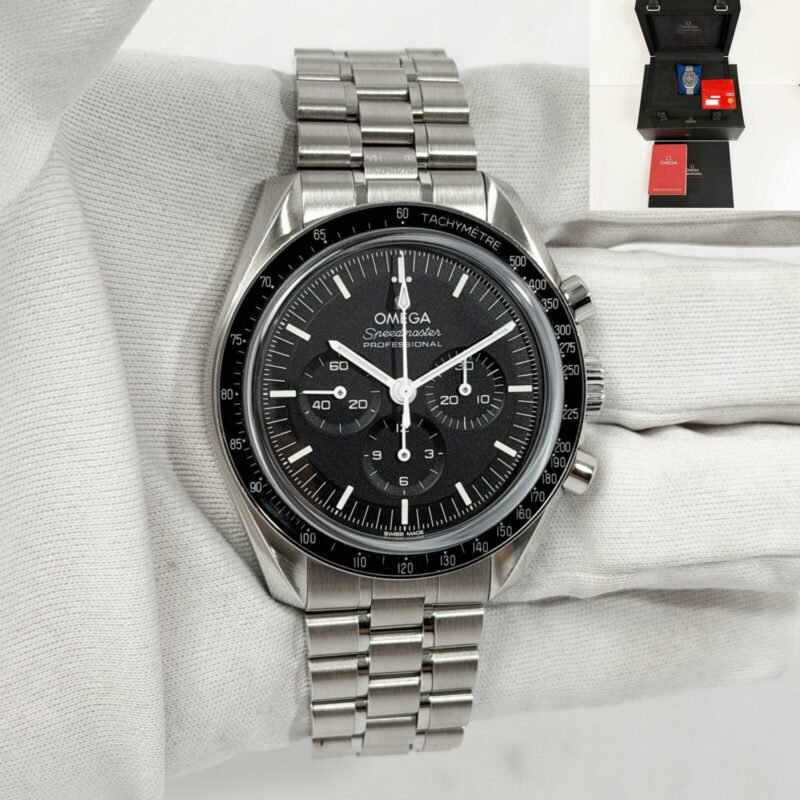 2021 Omega Speedmaster Moonwatch 310.30.42.50.01.002 42MM Black Steel Box Paper