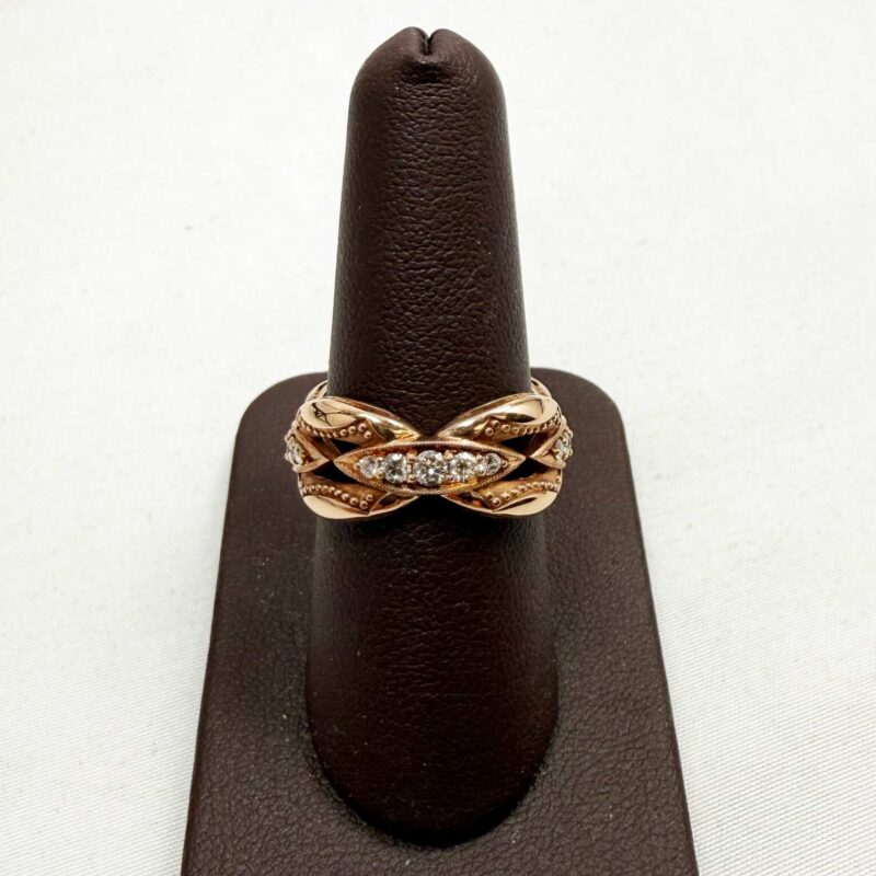 Tacori 18K Rose Gold Diamond Bold Crescent Link Band Ring Size 7.75 9.5 Grams