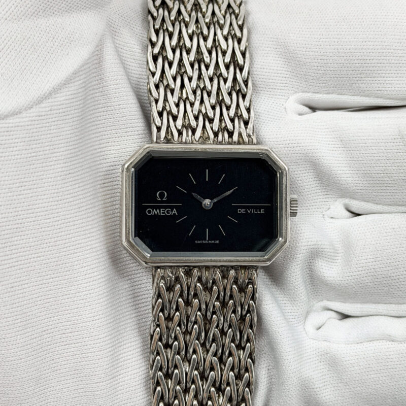 Omega De Ville 8343 29MM Black Dial 925 Silver