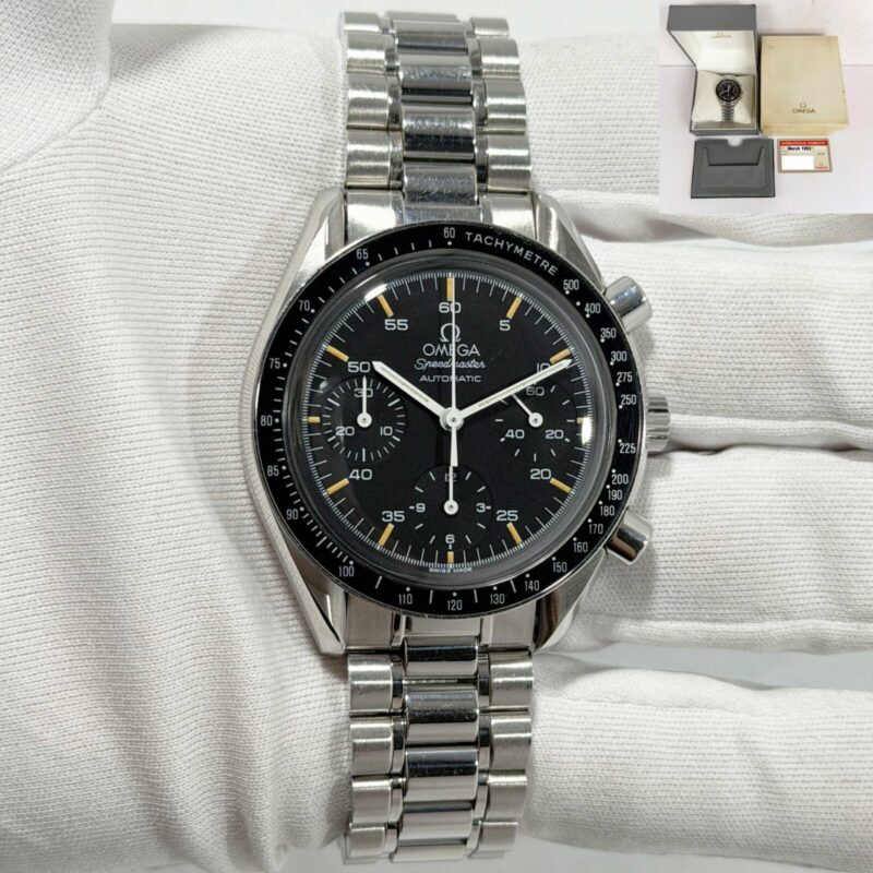 1993 Omega Speedmaster Reduced 3510.50.00 39MM Black Steel Box Paper