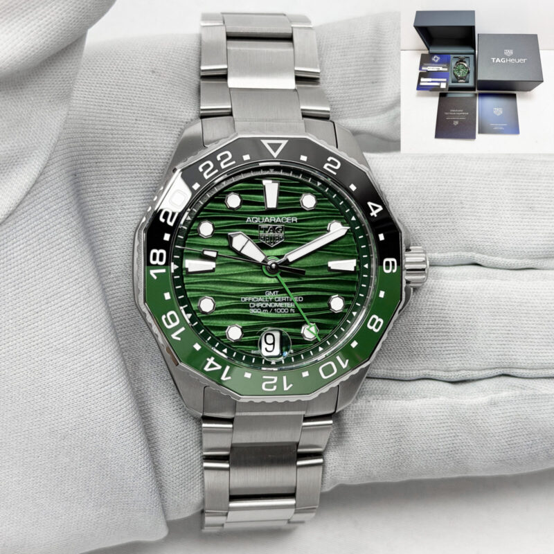 2025 Tag Heuer Aquaracer Professional 300 GMT WBP5115.BA0013 Green Steel B/p