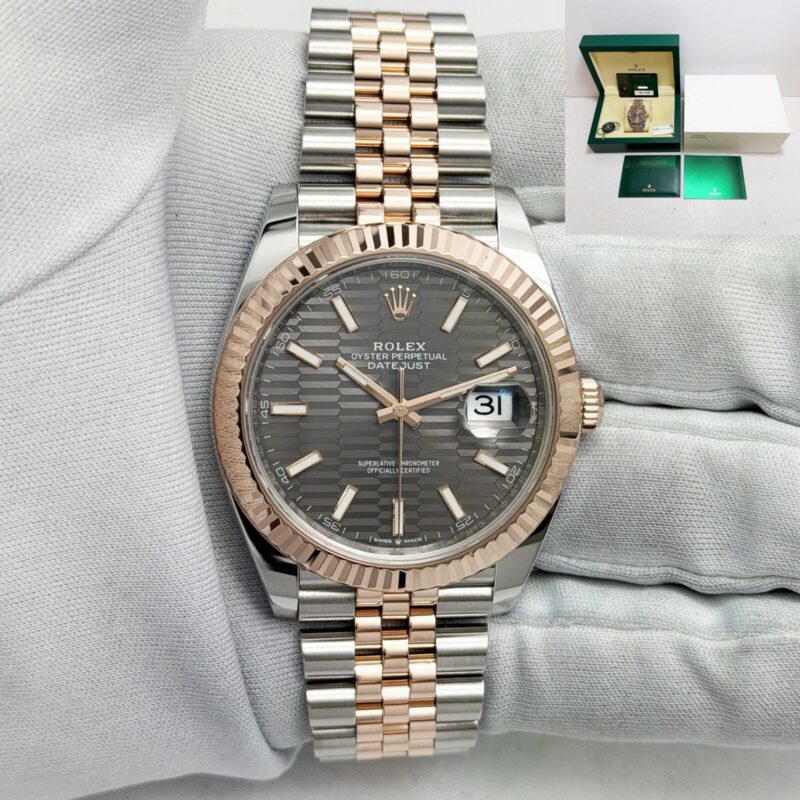 2023 Rolex Datejust 126331 41MM Grey Rhodium Motif Two-Tone 18K Everose Gold B/p