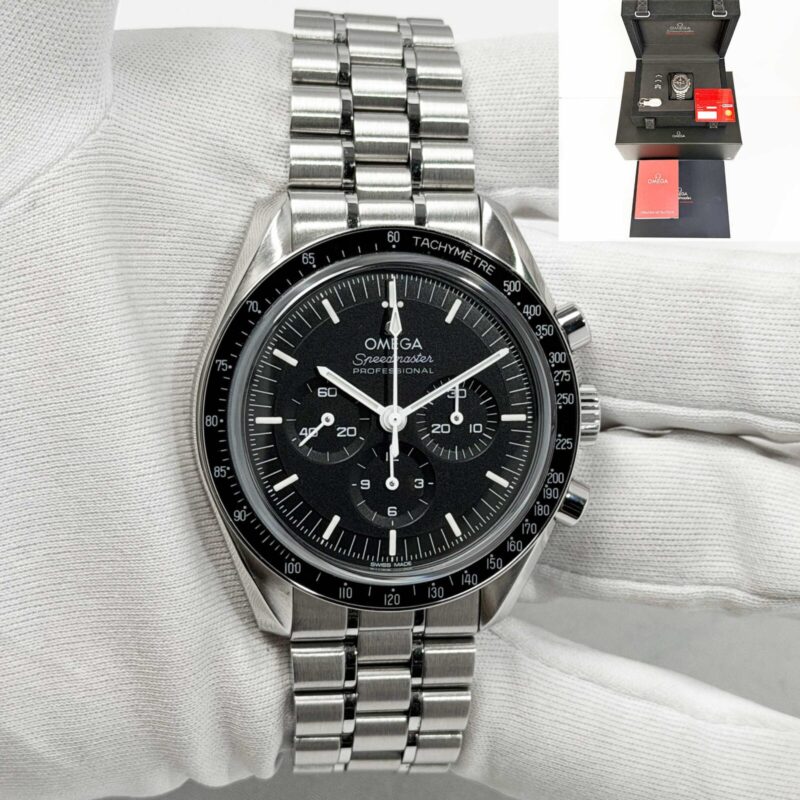 2025 Omega Speedmaster Moonwatch 310.30.42.50.01.002 42MM Black Steel Box Paper