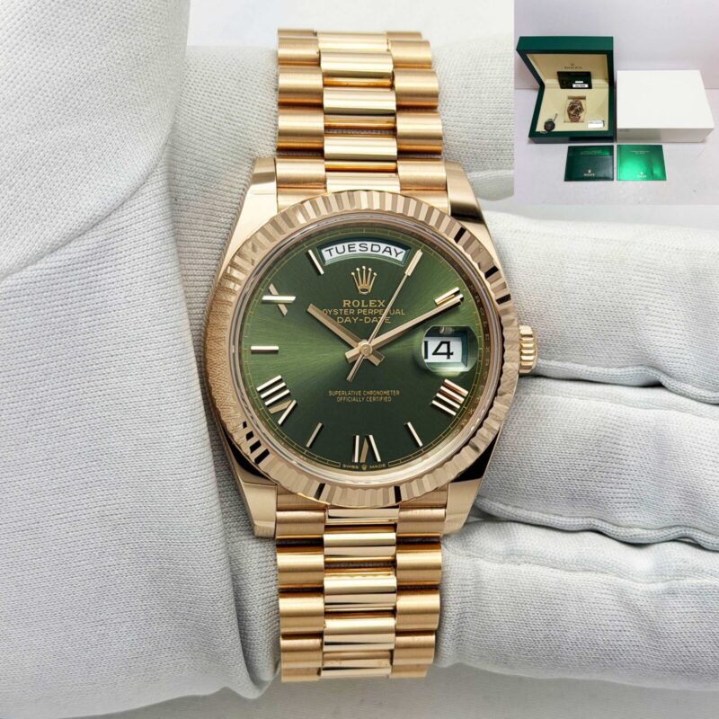 2024 Rolex Day-Date 228235 40MM Olive Green 18K Everose Gold Box Paper