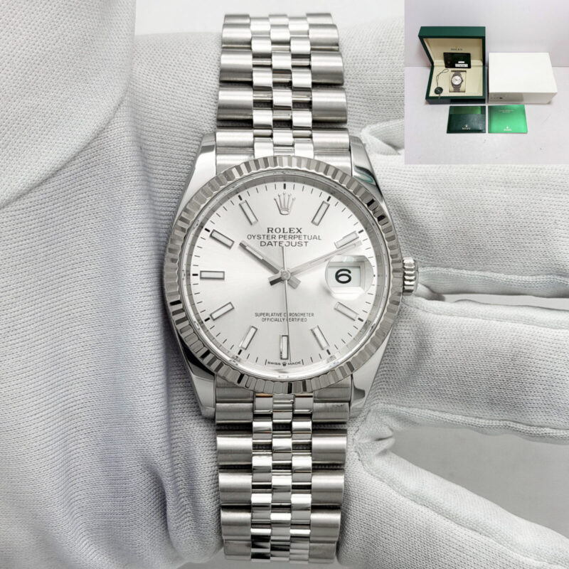 2025 Rolex Datejust 126234 36MM Silver Fluted Jubilee Steel Box Paper