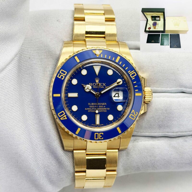 2012 Rolex Submariner Date Bluesy 116618LB 40MM Flat Blue 18K Yg Box Paper