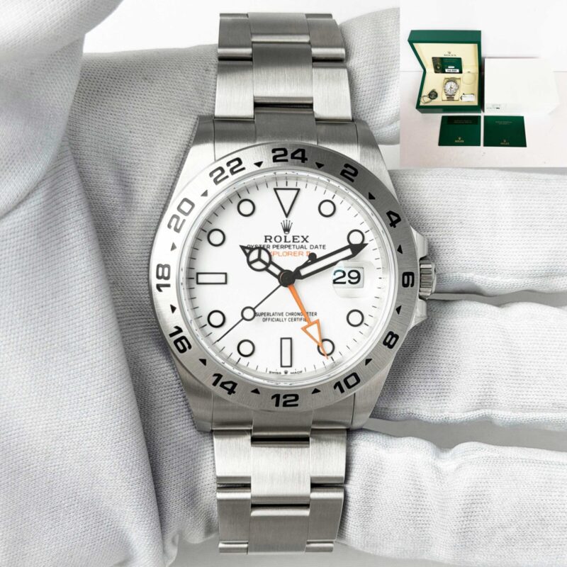 New 2026 Rolex Explorer II Polar 226570 42MM White Oyster Steel Box Paper