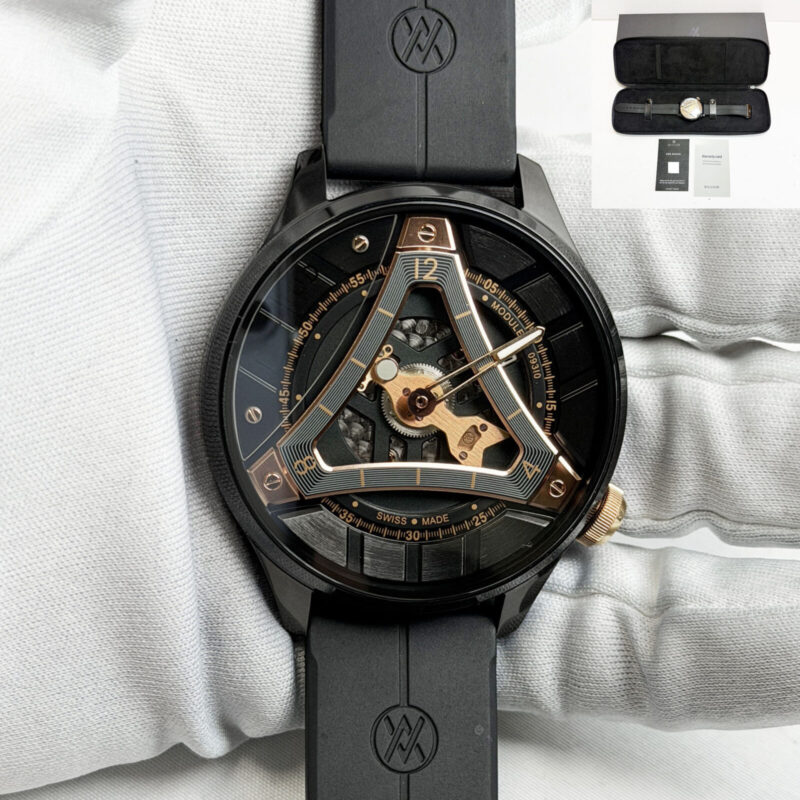 Unworn BA111OD Chptr_δ [agil] Club 11:10 40MM Black Skeletonized Steel Box Paper