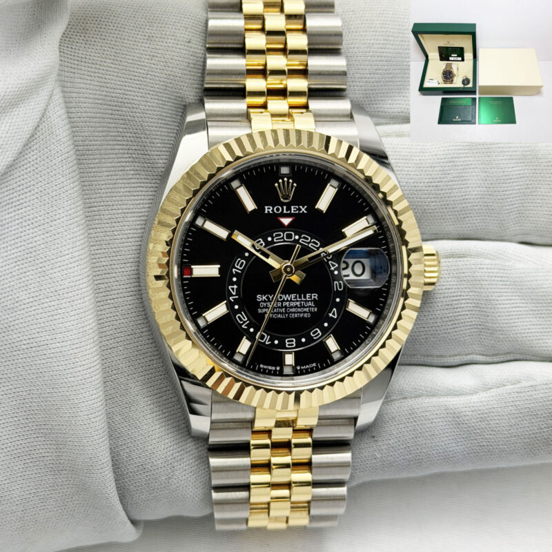 2024 Rolex Sky-Dweller 336933 42MM Black Dial Two-Tone Yellow Gold Box Paper