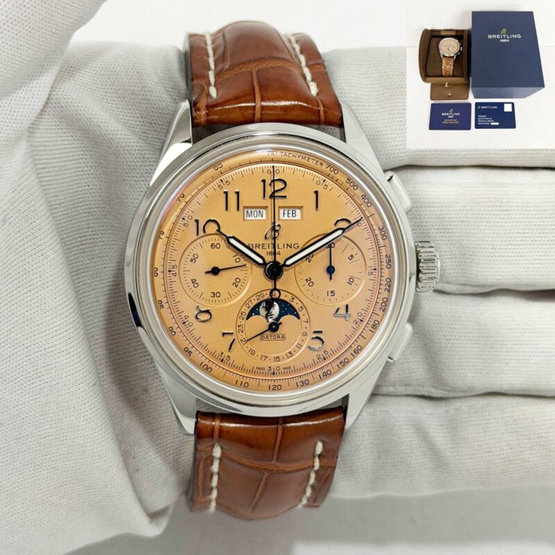 Breitling Premier B25 Datora AB2510201K1P1 42MM Salmon Bronze Dial Steel B/p
