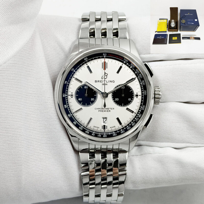 2021 Breitling B01 Panda Chronograph AB0118 42MM White Stainless Steel Box Paper