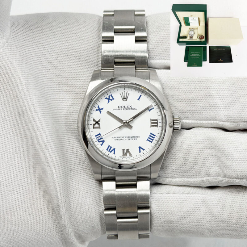 2014 Rolex Oyster Perpetual 177200 31MM White Smooth Steel Box Paper