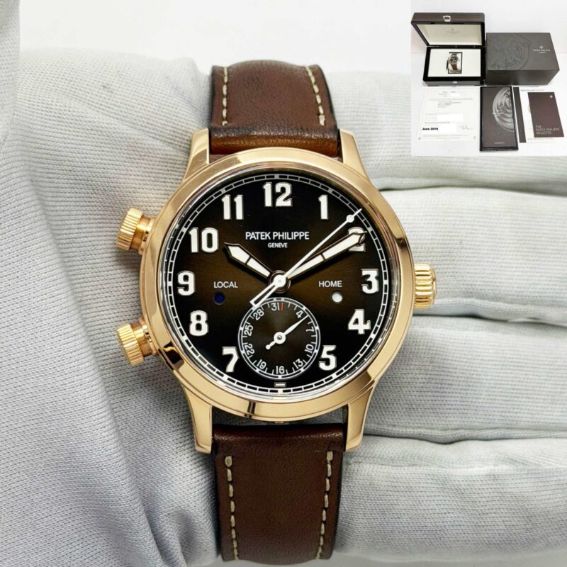 2019 Patek Philippe Calatrava Pilot Travel Time 7234R-001 37MM Brown 18K Rg B/p