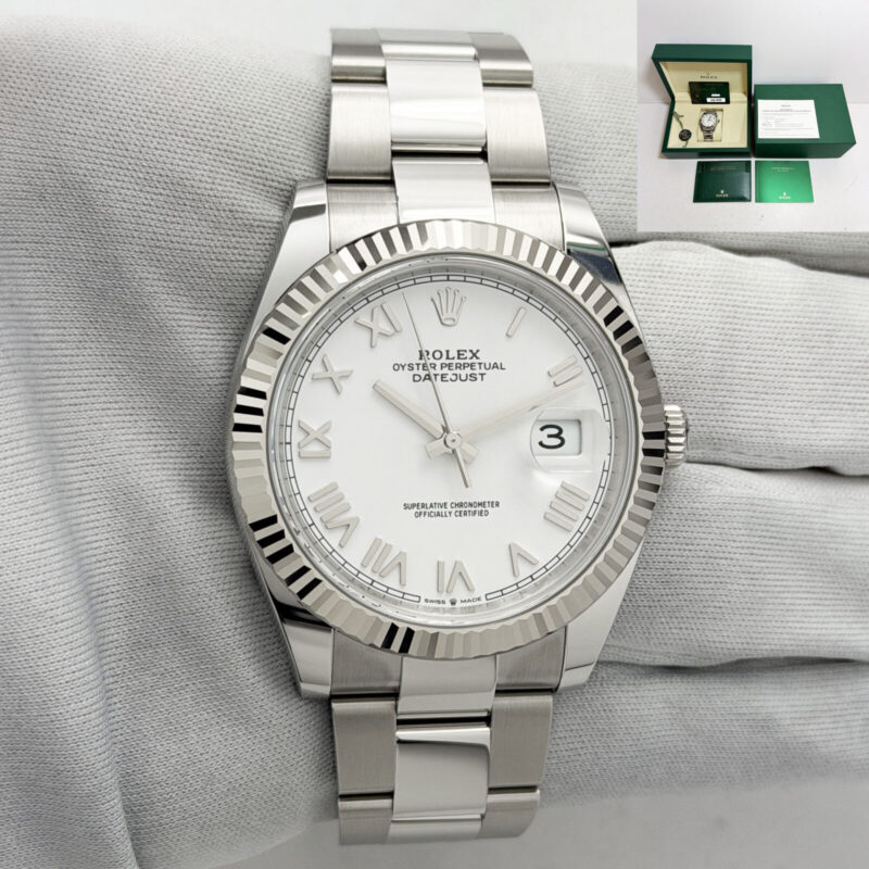New 2026 Rolex Datejust 126334 41MM White Roman Dial Oyster Steel Box Paper