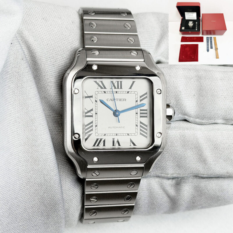 Cartier Santos Medium WSSA0029 35MM Silver Dial Steel Box Paper