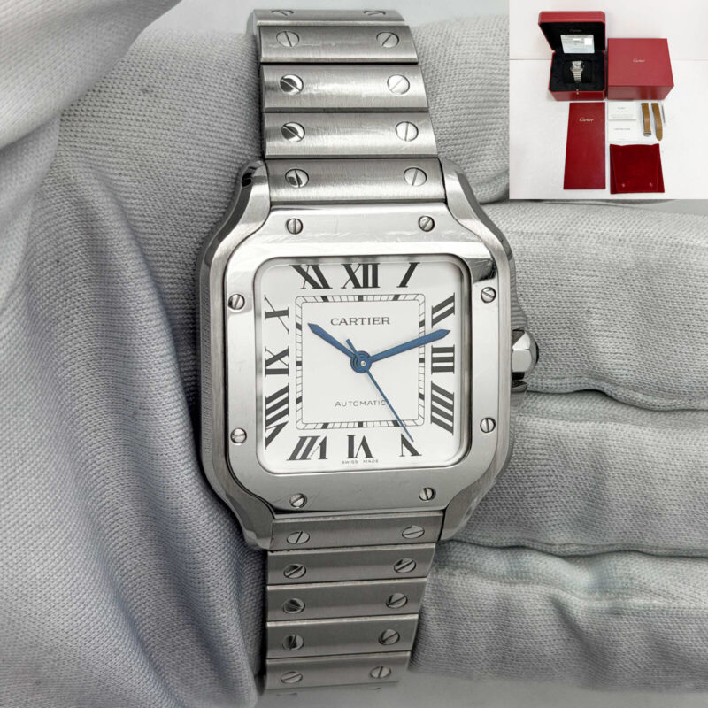 Cartier Santos Medium WSSA0029 35MM Silver Dial Steel Box Paper