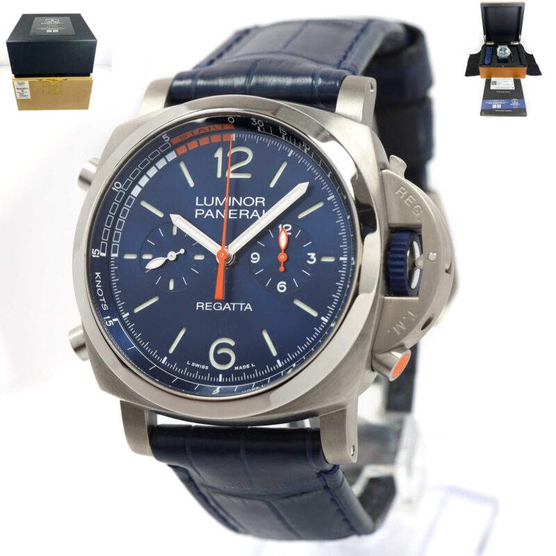 2022 Panerai Luminor Regatta PAM01216 47MM Blue Mare Titanium Box Papers