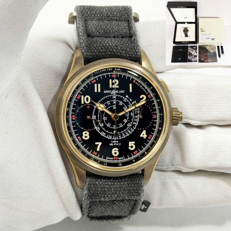 2025 Montblanc 1858 Split-Seconds Chronograph 119910 44MM Black Bronze B/p