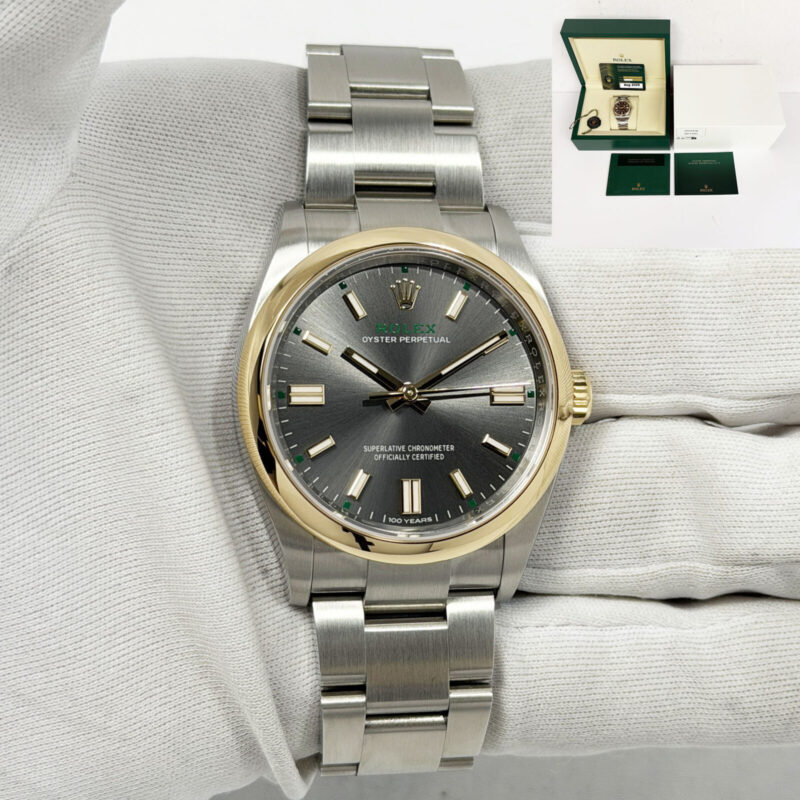 New 2026 Rolex Oyster Perpetual 1260003 36MM Grey Rhodium Two-Tone Yg Box Paper