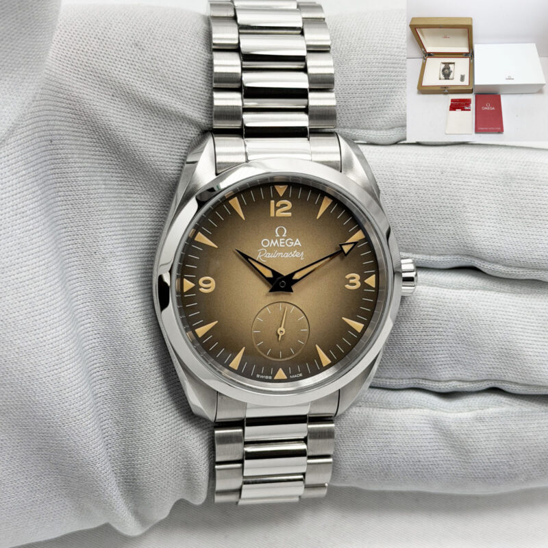 2025 Omega Seamaster Railmaster 235.10.38.20.13.001 38MM Brown Steel Box Paper