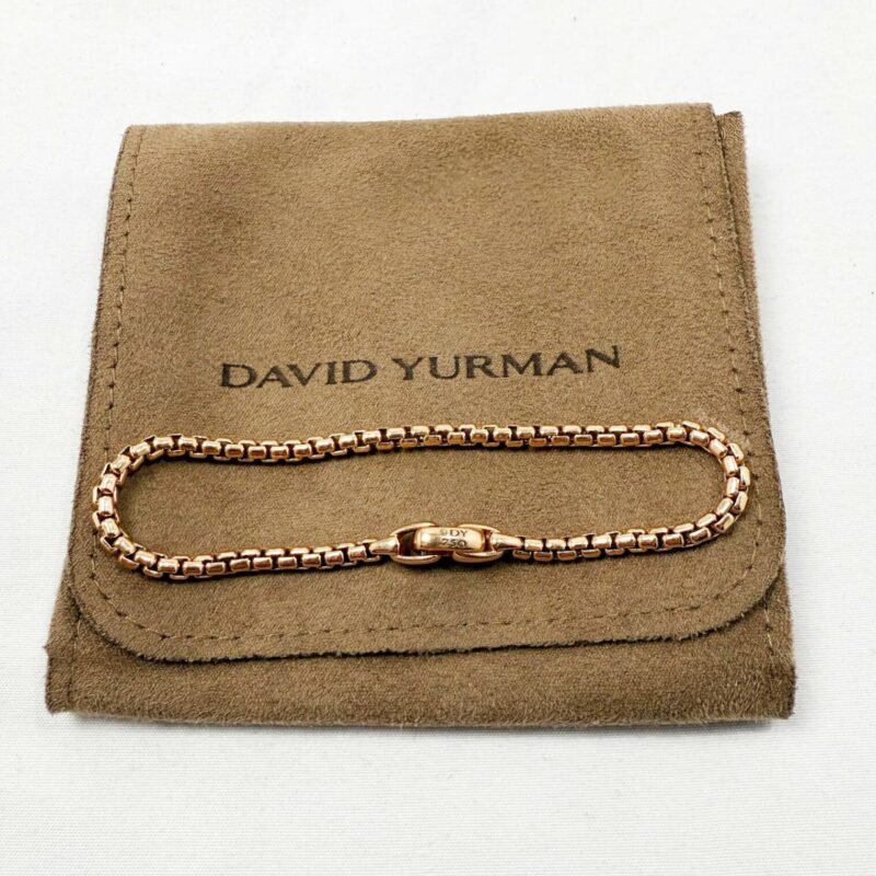 David Yurman 18K Rose Gold Box Chain Bracelet 10.8 Grams Size 7.5"
