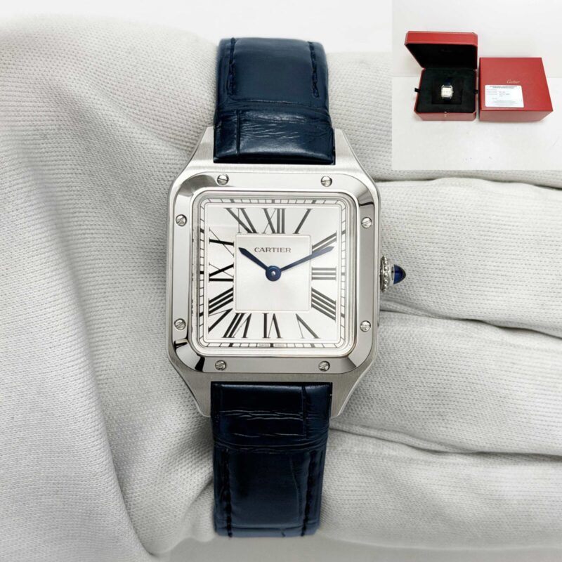 Cartier Santos Dumont Small Quartz WSSA0086 27.5MM Silver Steel Box Paper
