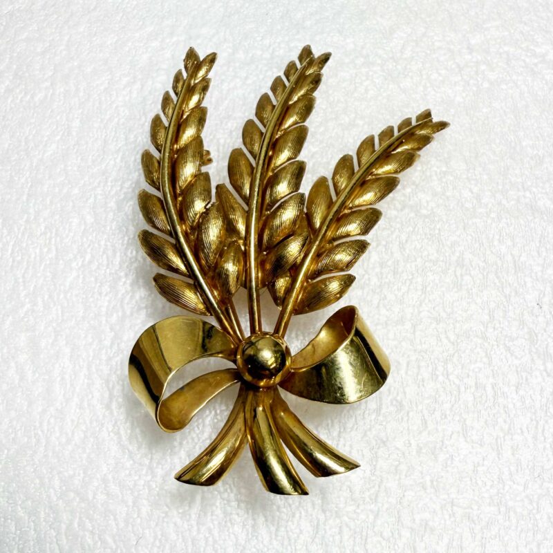 Vintage Tiffany & Co 18K Yellow Gold Wheat Bundle Brooch 6 Grams